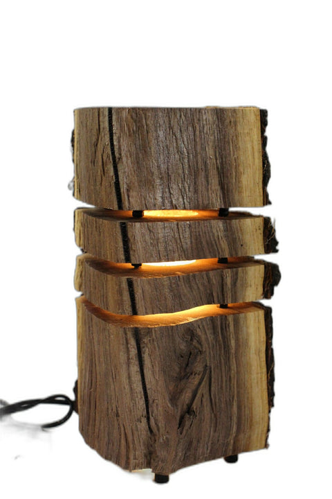 Finished Rustic Log Creations Bark Edge Split Glow Lamp