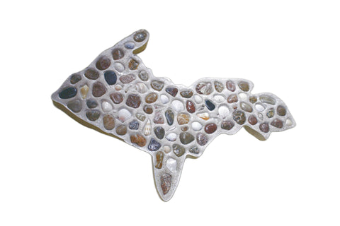 PD White & Sons Michigan Shell and Stone Mosaic Map