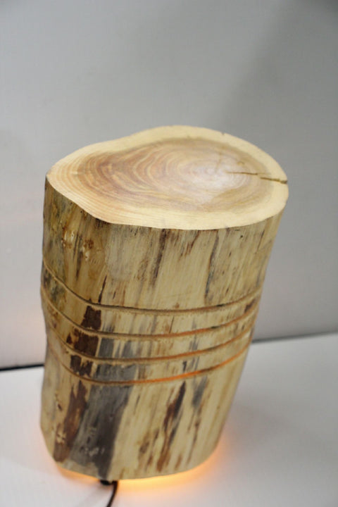 Finished Natural Wood Glow Lamp by Rustic Log Creations