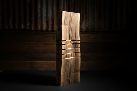 Unfinished Walnut Rustic Yellow Lamp Light  Decorative Pieces