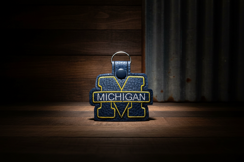 Michigan “M” Faux Leather Keychain – University Spirit Accessory