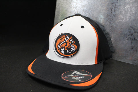 Black Orange Tiger Logo Flexfit Hat Extra Small