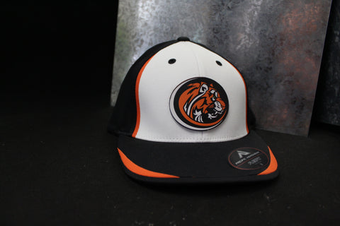 Black Orange Tiger Logo Flexfit Hat Extra Small