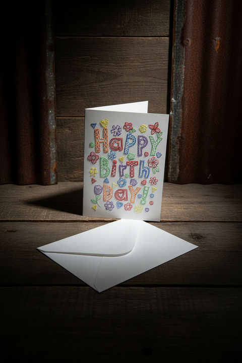 Happy Birthday Embroidered Card by Suki B's Creations