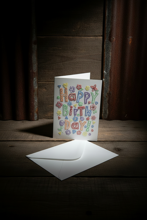 Happy Birthday Embroidered Card by Suki B's Creations