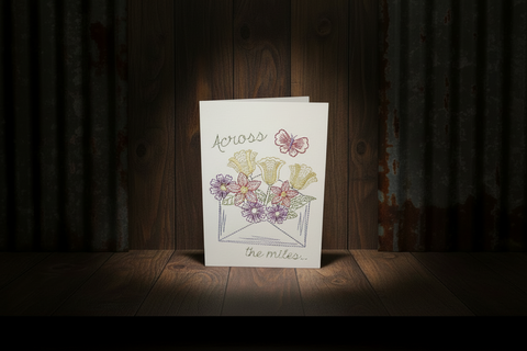 Across The Miles Embroidered Card by Suki B's Creations