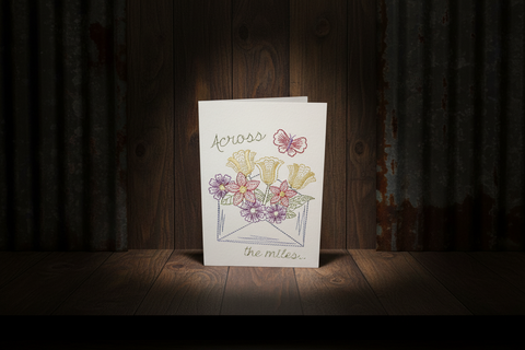 Across The Miles Embroidered Card by Suki B's Creations