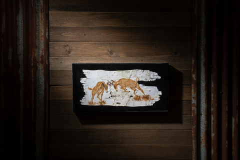 Locked in Battle Birch Bark Art by Carol Schulte