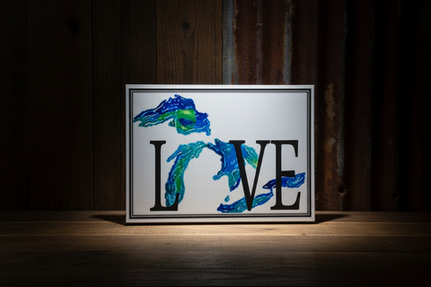 Michigan Love Wood Sign 6" x 4" by Ravaged Barn