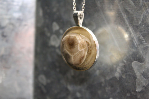 Petoskey Stone Chain Size 16" MI Beachrocks 2 Necklaces & Pendants