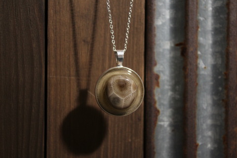 Petoskey Stone Silver Chain Necklace by MI Beachrocks 2