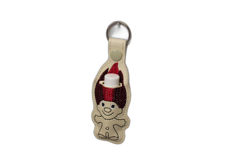 Troll-Inspired Lip Balm Holder Keychain – Beige with Red Hair