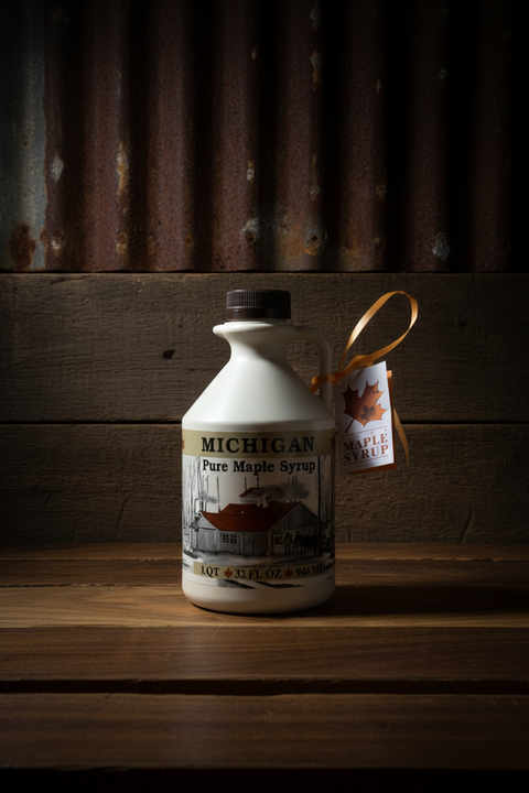 32 fl. Ounces (946 ml) US Grade A Pure Michigan Amber Maple Syrup