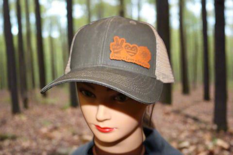 Peace Love America Grey Ponytail Hat