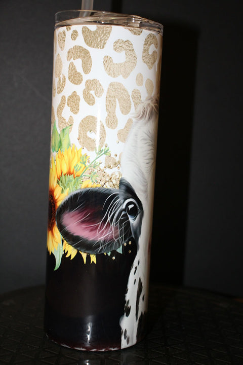 Cow with Sunflowers Tumbler by Blue Petal Gifts