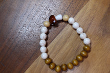 Load image into Gallery viewer, Brown Mushroom w/white Crackle and Brown Wood Beads  Bracelet by Theiss
