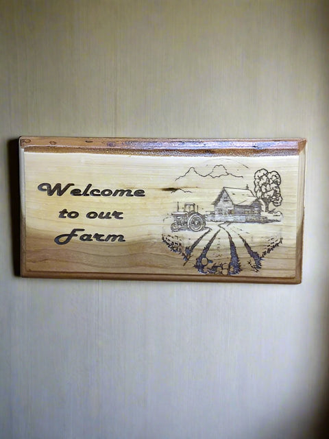 Welcome To Our Farm Wood Sign 9.5" x 4.5" by JeMar Creations