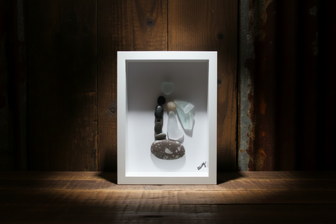 Wedding Beach Glass and Stone Shadow Box