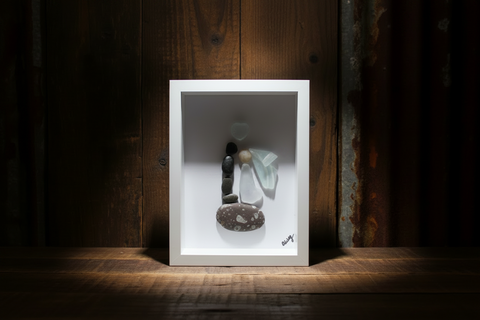 Wedding Beach Glass and Stone Shadow Box