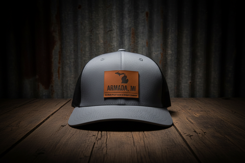 Armada, MI Engraved Patch on Charcoal SnapBack Hat