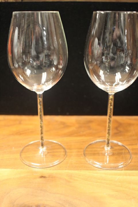 Set of Sophisticated Wine Glasses with Crystal Filled Tiger Eye Stems
