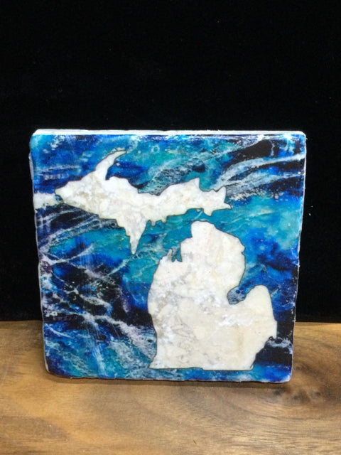 Lake Background Michigan Tile Coaster by Ravaged Barn