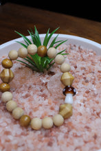 Load image into Gallery viewer, Brown Mushroom w/ Tan round and Bi-cone wood beads Bracelet by Theiss
