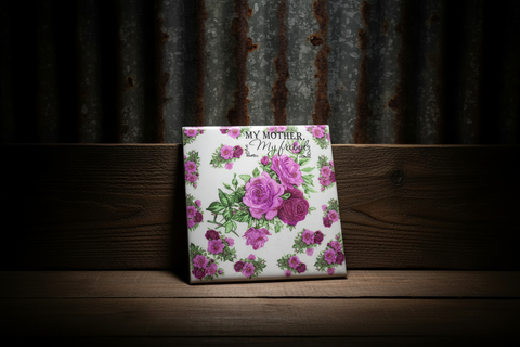 My Mother My Friend Floral Decoupage Tile