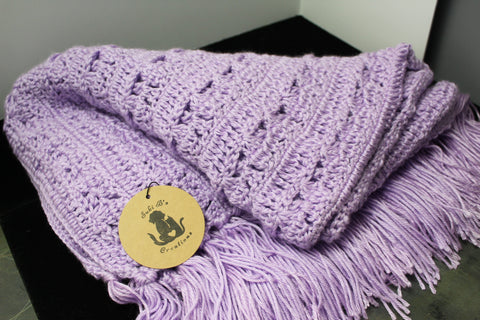 Suki B's Purple Fringe Crocheted Baby Blanket