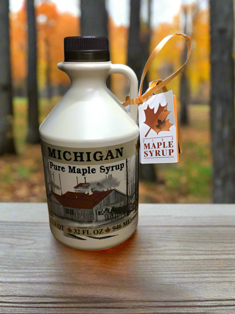 32 fl. Ounces (946 ml) US Grade A Pure Michigan Amber Maple Syrup