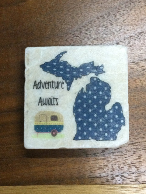 MI Adventure Awaits Magnet Tile by Ravaged Barn