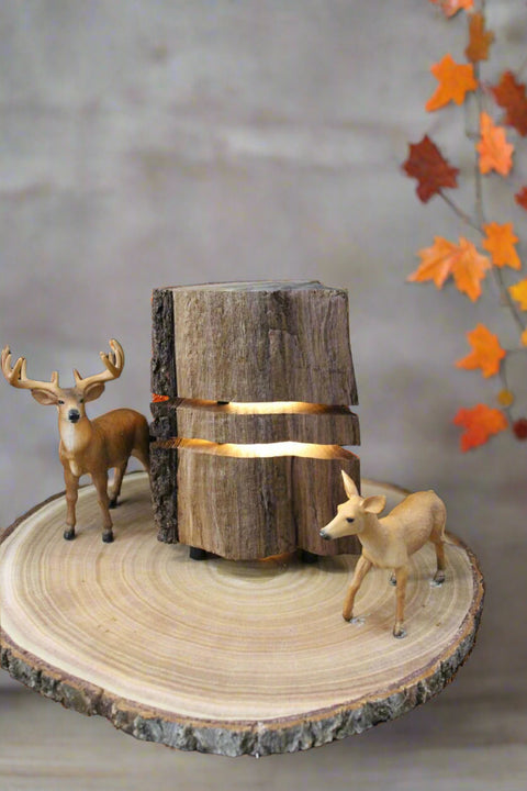 Woodland Deer Scene Lamp - Rustic Log Creations