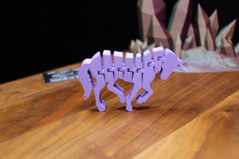 3-D Printed Purple Unicorn Flexi Animal by AMLinspirations