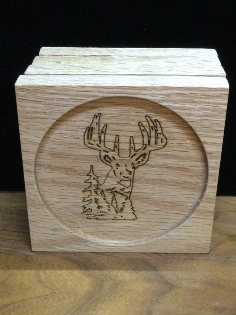 Deer Oak & Cork Coasters Set of 4 by JeMar Creations