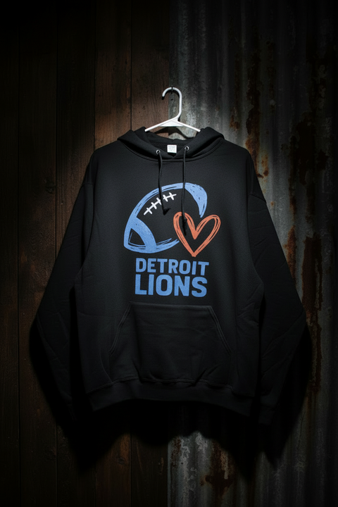 Detroit Lions Heart Hoodie – Handmade in Michigan