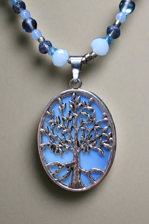 12" Pearlescent Tree of Life  Necklace & Earrings by Outrageously Millie