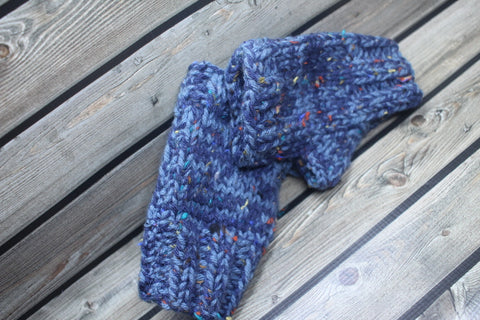 Pastel Blues Fingerless Mitts Size OSFA Acrylic Knitted Gloves