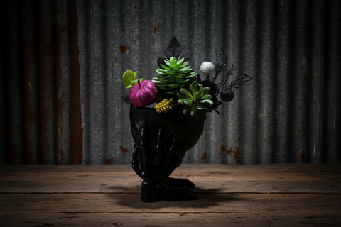Gothic Skull Halloween Planter Décor