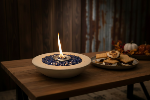 White Stone Fire Bowl by Concrete Flame MI