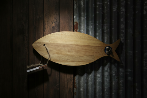 Mi Beach Rocks Fish Tail Board with Petoskey Stone Inlay