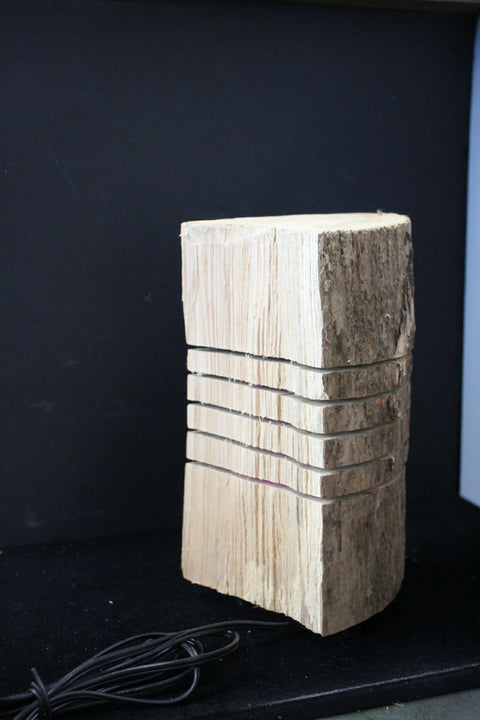 Unfinished Rustic Log Lamp Purple Decorative Pieces