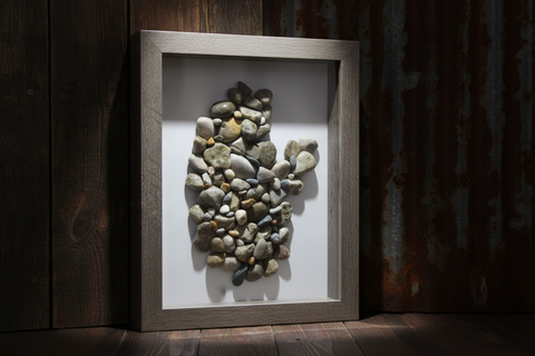 Natural Stone Potosky Mosaic Rock and Beach Glass Shadow Box