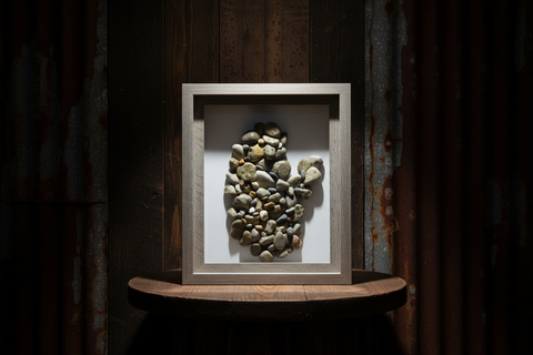 Natural Stone Potosky Mosaic Rock and Beach Glass Shadow Box
