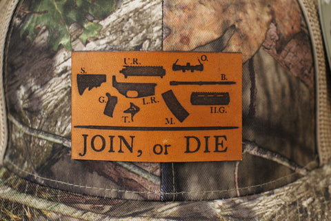 Join Or Die AR Leather Patch Camo Trucker Hat