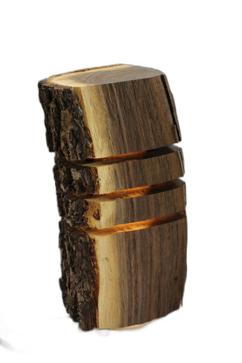 Finished Rustic Log Creations Bark Edge Split Glow Lamp