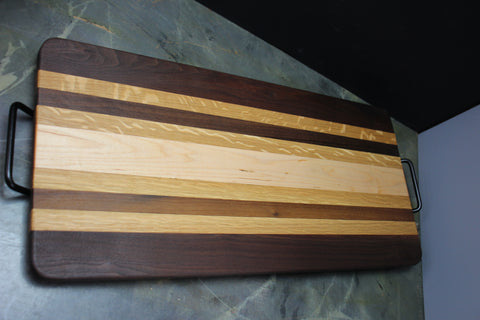 Grand Hardwood Serving Board with Metal Handles