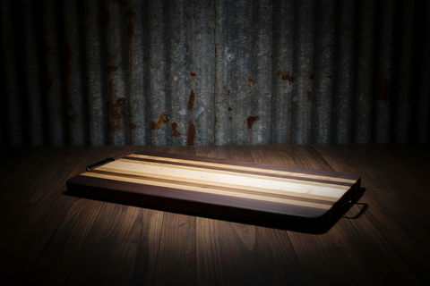 Grand Hardwood Serving Board with Metal Handles