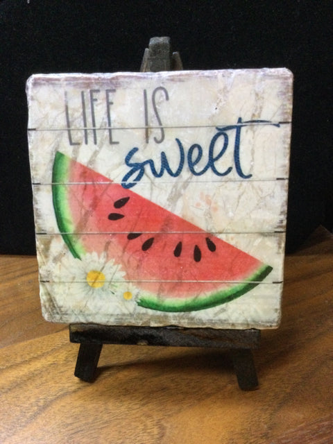 Life is Sweet Tile w/ Easel by Ravaged Barn