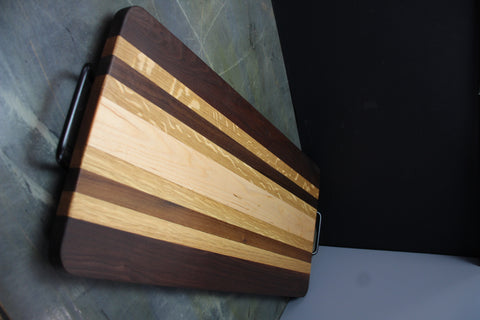 Grand Hardwood Serving Board with Metal Handles