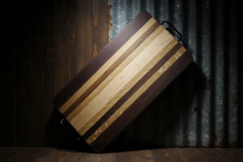 Grand Hardwood Serving Board with Metal Handles